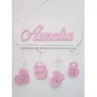 Personalizované meno na tabuľke s údajmi o narodení Linda