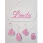 Personalizované meno na tabuľke s údajmi o narodení Linda