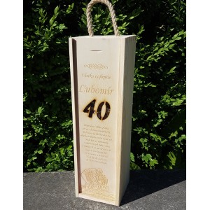 Wooden gift box for wine engraving from a photo