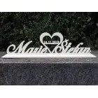 Wedding stand with the names of the newlyweds