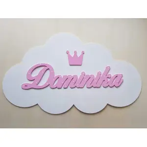 Namensschild auf Wolke mit Geburtsdaten