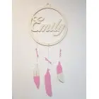 Drevené meno v kruhu s pierkami 30cm