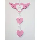 Wooden name with 3 information on the guardian wings of an angel