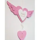 Wooden name with 3 information on the guardian wings of an angel