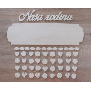 Holz-Familienkalender mit klaren Kanten, Typ A, mit der Aufschrift "Unsere Familie"