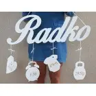 Veľké drevené meno s údajmi 70cm