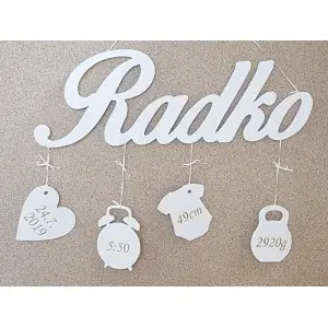 Large wooden name with dimensions 70cm 2