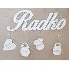 Veľké drevené meno s údajmi 70cm