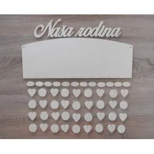 Wooden family calendar with clean edges type C with inscription "Our family"