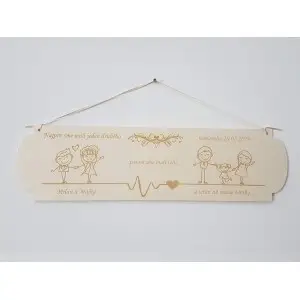 Maßgefertigte hölzerne Familiengeschichte-Tafel mit einer Breite von 55 cm 2