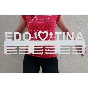 80cm wooden medal hanger without laser engraving - Edo and Tina