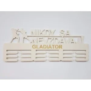 Holzmedaillenhalter gib niemals auf! mit Gravur 55cm 2