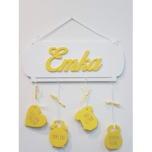 Painted name on birth chart Emka