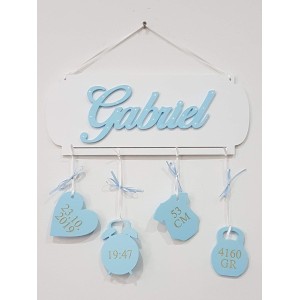 On the table, the name with birth data Gabriel