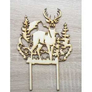 Wooden stag cutout width 14cm