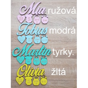 Small nameplates with data for photoframes height 49mm