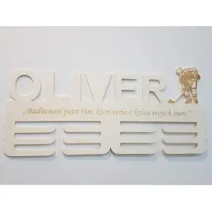 Wooden medal holder with laser engraving 45cm hockey 2