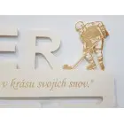 Drevený držiak na medaile s laserovaním 45cm hokej
