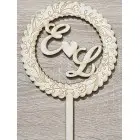 Holzstift mit Initialen der Namen Breite 15cm