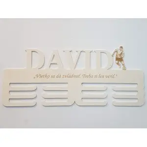 Wooden medal holder with laser engraving 45cm football 2