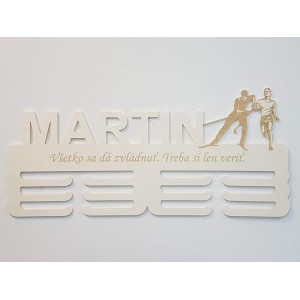 Drevený držiak na medaile s laserovaním 45cm bežecké lyžovanie 2