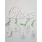 5 hanging ornaments with the name-crown