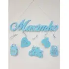 5 hanging decorations with the name-motorcycle
