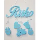 5 hanging decorations with the name-motorcycle