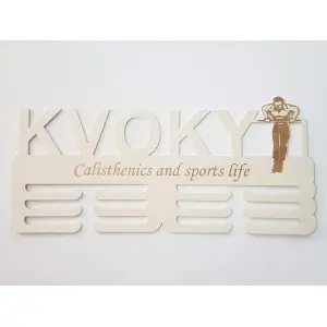 Wooden medal holder with laser engraving 45cm street workout 2
