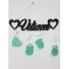 Gift for baby name with hearts and details Ela