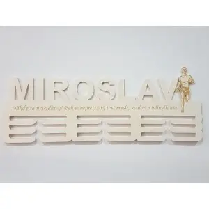 Wooden medal holder with name and laser-etched text 55cm running athletics 2