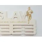 Drevený držiak na medaile s menom a laserovaným textom 55cm beh atletika