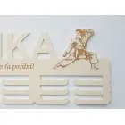 Holzmedaillenhalter mit Namen und gelasertem Text 55cm Karate