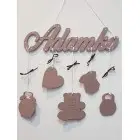 5 pendants with the name Oliver and a little cat