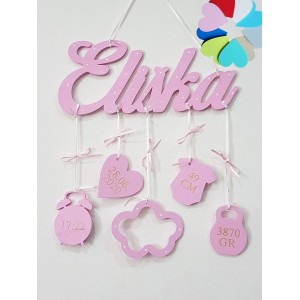 5 hanging decorations wooden name cloud