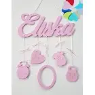 5 hanging decorations wooden name-oval