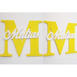 Drevené písmeno s menom cca 30cm - M - Matias 2