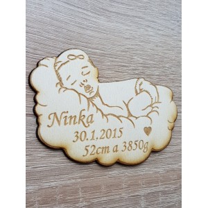 Wooden fridge magnet baby BABY width 10cm 2