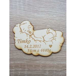 Wooden magnet baby BABY width 5cm