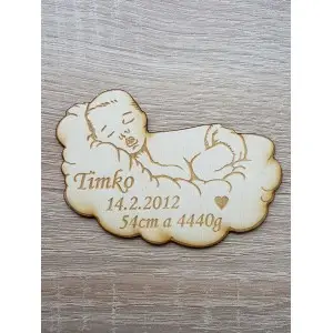 Wooden magnet baby BABY width 5cm