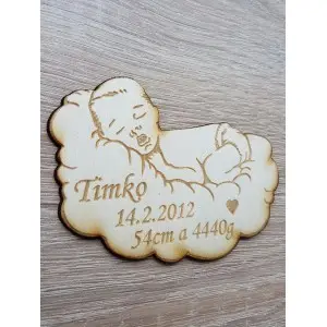 Wooden magnet baby BABY width 5cm 2