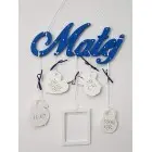 5 závesných doplnkov s menom farba kra.modro-biela