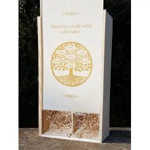 Wooden gift box for wine 2x0.75l - tree of life 2