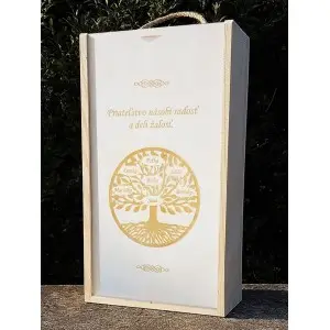 Wooden gift box for wine 2x0.75l - tree of life