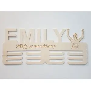 Wooden medal holder with laser engraving 45cm winner 2