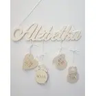 Wooden name with accessories-NATURAL