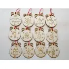 Holz-Weihnachtsschneeflocken 8cm Packung mit 12 Stück