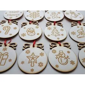 Holz-Weihnachtsschneeflocken 8cm Packung mit 12 Stück 2