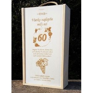 Drevená darčeková krabica na víno 2x0,75l - darček k 60tke - jeleň | LYMFY.sk | Drevený obal na víno