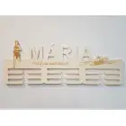 Holzmedaillehalter mit Namen und lasergeschnittenem Text 55 cm Laufen Schwimmen